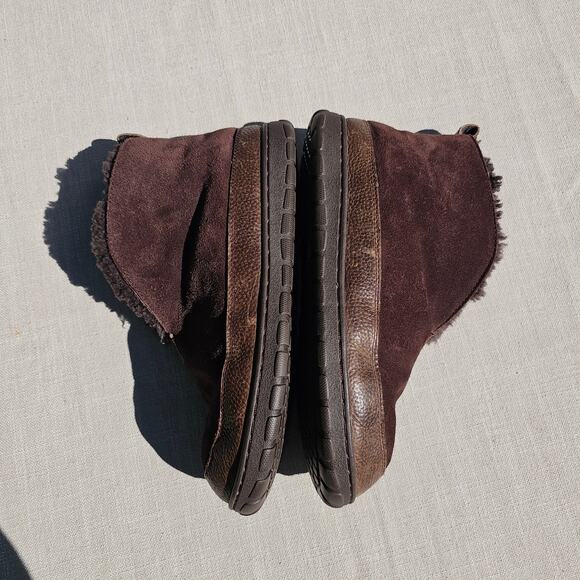 Eddie Bauer Brown Leather, Suede, Shearling Ankle Slippers Size 11 - Picture 3 of 5